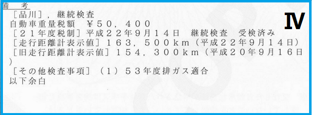 車検証の見本Ⅳ