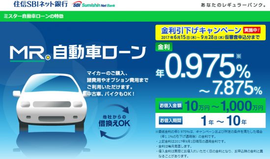 住信SBIネット銀行自動車ローンキャプチャー