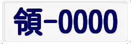 白色に青文字のナンバープレート