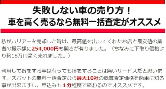 ズバット車買取の比較