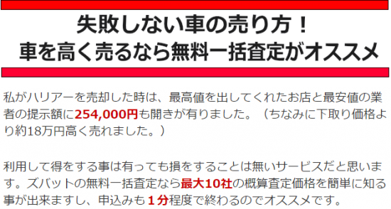 ズバット車買取の比較